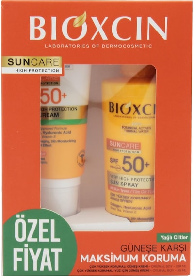 Bioxcin Yağlı Ciltler İçin Güneş Kremi SPF50+ 50 ML + Tüm Ciltler İçin Güneş Spreyi SP50+ 200 ML
