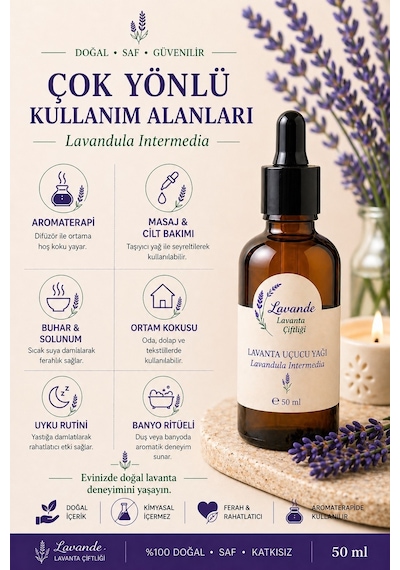 Lavande Lavanta Çiftliği Lavanta Yağı L. İntermedia Cam Damlalıklı 50 ML