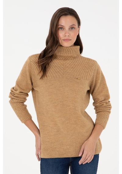 U.S. Polo Assn. Kadın Camel Balıkçı Yaka Kazak 50294257-VR015