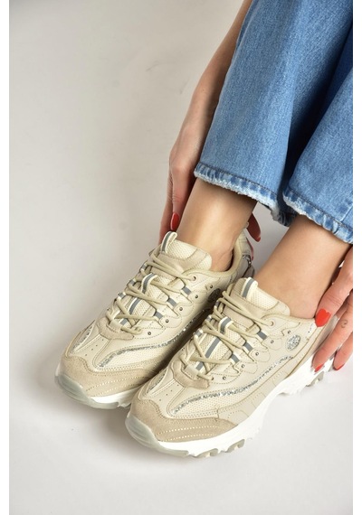 Fox Shoes Y702038709 Bej Kalın Tabanlı Spor Ayakkabı Sneakers Bej