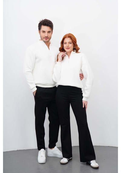 Dı Lorıa Sevgili Kombin 4 Lü Kadın&erkek Siyah-beyaz Sweatshirt Pantolon Alt-üst Takım Siyah - Beyaz