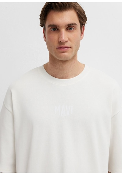 Mavi M0613581-70057 Mavi Baskılı T-shirt Erkek Tişort Beyaz