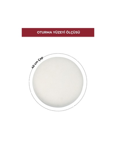 Modern Ahşap Ayaklı Dekoratif Puf, Tabure 6096 Kırıkbeyaz