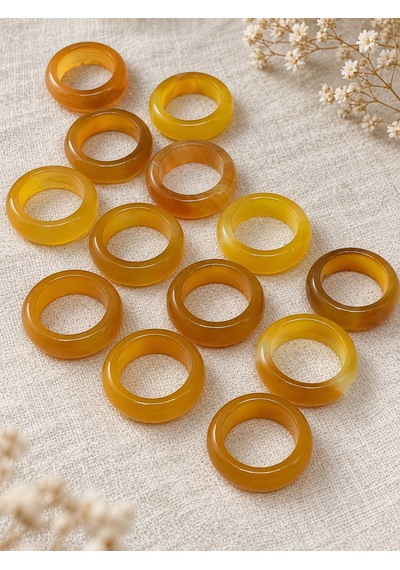 Akik Taşı Kalın Boy Yüzük Bal Sarısı Alacalı 9 4mm Kalınlık 63800 - 1 Adet Yüzük Fiyatıdır 6428473