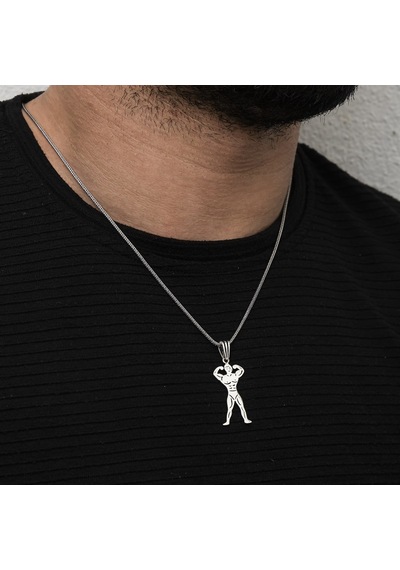 Yüzük Sanatı Vücut Geliştirme Sporcu Gümüş Erkek Kolye
