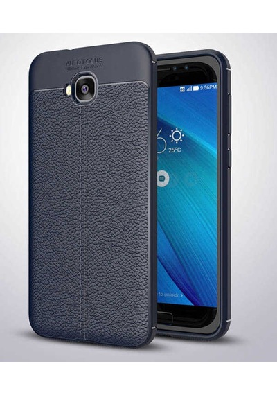 Asus Zenfone 4 Selfie Zd553kl Kılıf Niss Deri Desenli Silikon Kılıf Lacivert