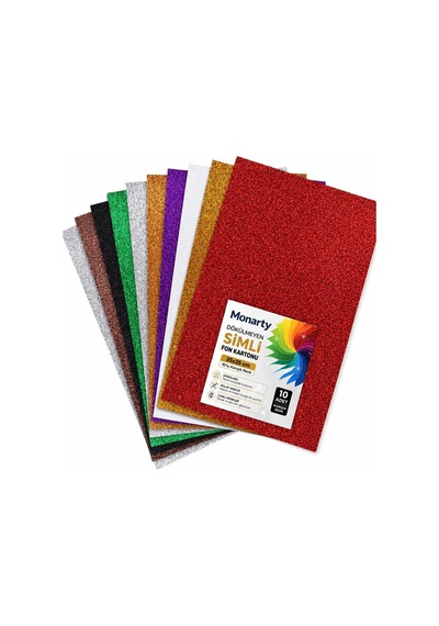 Monarty Dökülmeyen Simli Fon Kartonu 25x35 Cm 10'lu Karışık Renk