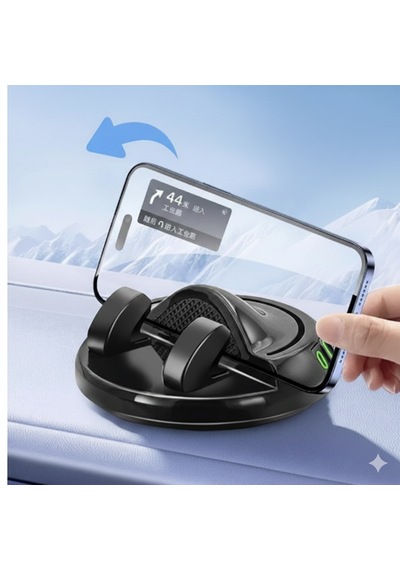 360 Dönebilen Yapışkanlı Numaratörlü Araç Telefon Tutucu Renk - Siyah