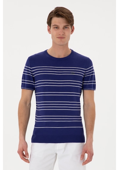 U.S. Polo Assn.  Erkek Slim Fit Bisiklet Yaka Açık Lacivert Tişört 50299396-VR059