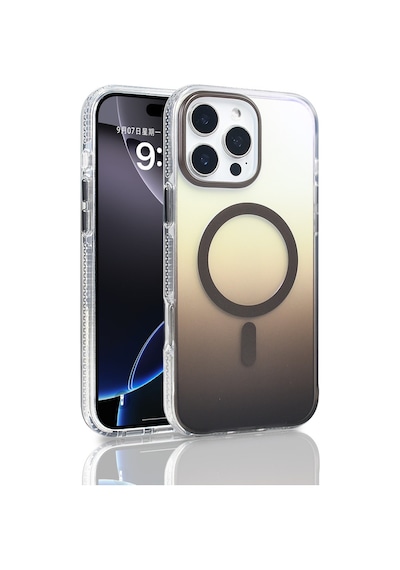 Apple Uyumlu iPhone 16 Pro Max Kılıf M-safe Şarj Özellikli Transparan Renk Geçişli Zore Toros Kapak Gri