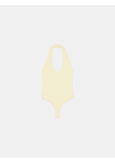 Dilvin 21231 Halter Yaka Bodysuit-açık Sarı