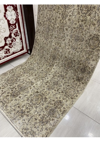 El Dokuma Eskitme 120X205 Krem Naturel %100 Yün Vintage Halı ! Krem