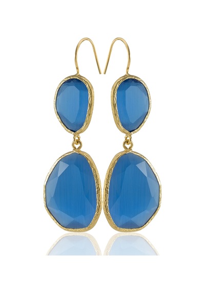 Kadir Jewellery 22 Ayar Altın Kaplama Kadın Sallantılı Küpe -el İşçiliği Ve Hipoalerjenik Küpe Koyu Mavi 76663973