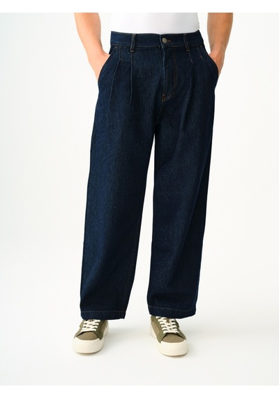 Pleated Jean Balloon Fit Erkek Pantolon Denim
