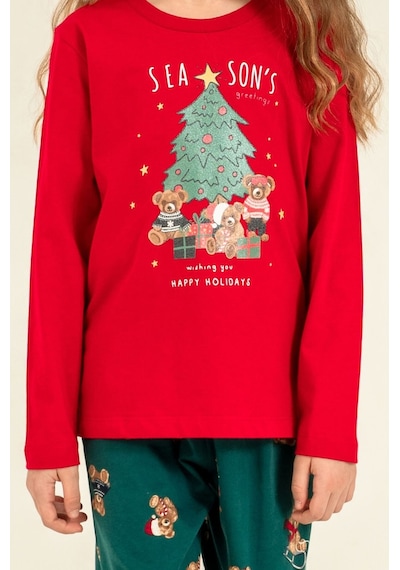 Rolypoly Anne Kız Wish You All The Best Kırmızı Uzun Kol Pijama Takım Rp3918-a-v1 Rp3918-a-v1