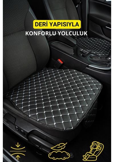 Ergonomik Cepli 3 Parça Oturak Deri Oto Minder Seti Gümüş
