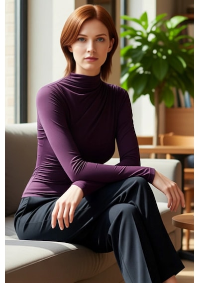 Ersefa Moda Kare Yaka Örme Slim Düz Desen Casual Günlük Crop Kısa Kol Bl Mürdüm