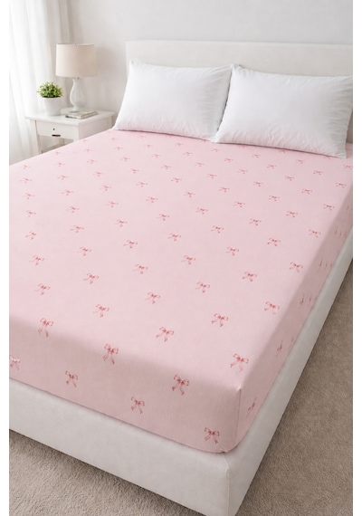 Uçkan Home %100 Pamuklu Çift Kişilik Çarşaf--pembe-çiz-çift-k. Pembe