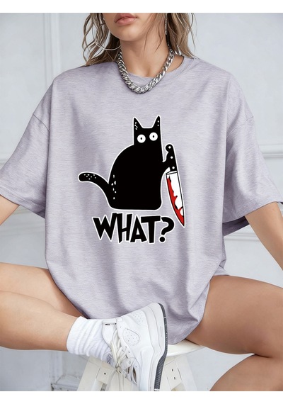 Noıssey Urban Pop Graphic Kadın Tişört Koleksiyonukod 5602 Gri