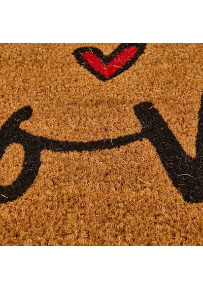 Gizz Home Kalpli Love Kapı Önü Paspası - Bej - 35x60 Cm Çok Renkli