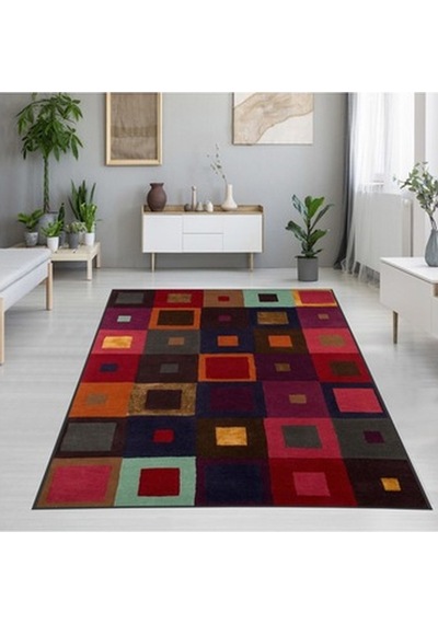 Rovigo Home Dijital Baskı Kaymaz Taban Salon Halısı Rvg1154 Çok Renkli