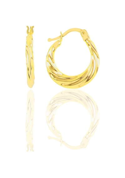 Gümüş Dalgalı Şarnel Küpe Barcode Gold - Rose Gold - Rodyum