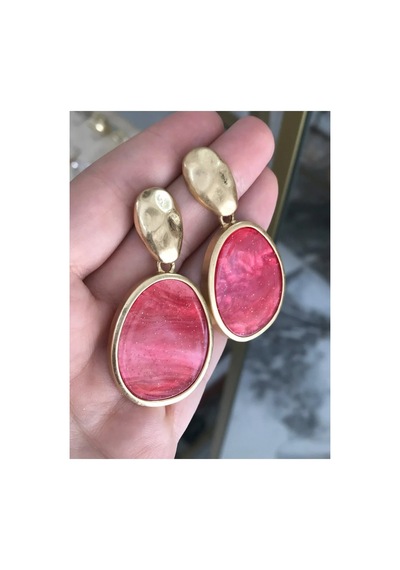 Simli Tasarım Gold Detaylı Küpe Altın