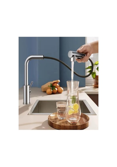 Rena Design Krom Spiralli Mutfak Evye Bataryası Çift Modlu Tasarruf Fonksiyonlu Gümüş Uzatmalı Yeni Model Inox