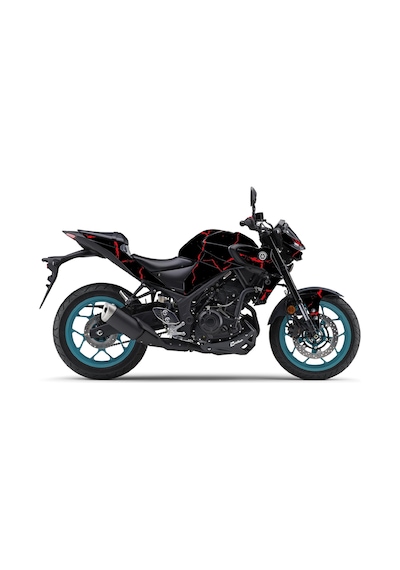 Yamaha Mt-25 2020 - 2023 Sticker Şimşek Desen Kaplama Sticker Etiket Modeli Kırmızı