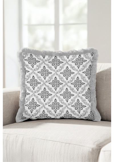 Damask Çiçek Motifli Zarif Saçaklı Yastık Kılıfı - Otantik Floral Siyah Gri Püsküllü Kırlent Kılıfı Derin Atlas Nova Damask Çiçek Motifli Zarif Saçaklı Yastık Kılıfı - Otantik Floral Siyah Gri Püsküllü Kırlent Kılıfı Derin Atlas Nova