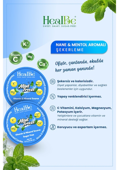 Nane & Mentol Aromalı Şekersiz Şekerleme