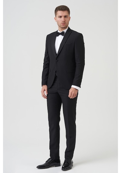 White Stone Los Angeles D2402 Slim Fit 6 Drop Damatlık Takım Elbise Siyah - Siyah