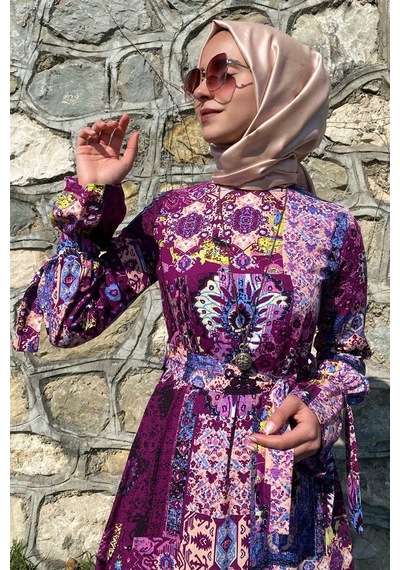 Rabia Şamlı Nehir Elbise Leylak Normal