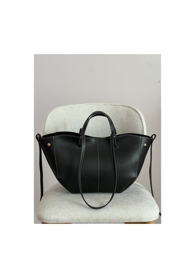 Nura Collection Kadın Polen Dikiş Detaylı Tote El Ve Omuz Çantası Siyah - 939575972 Siyah