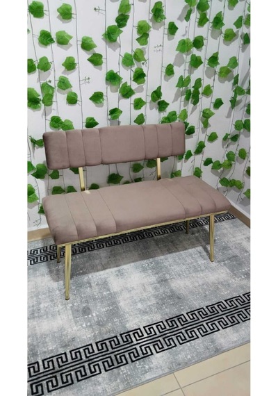 Özcan Metal Metal Ayaklı Sırtlı Gold Mutfak Salon Antre Yatak Odası Puf Bank Oturak Bench Kahverengi