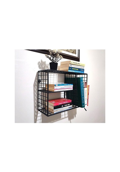 Tr Metal 3 Gözlü Grid Kafes Kitaplık Rafı 45x30x17 Cm Siyah, Gd01513g Diğer