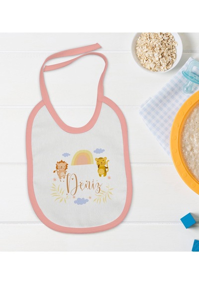BK Kids Kişiye Özel Pembe Bebek Mama Önlüğü - Model 164 Pembe