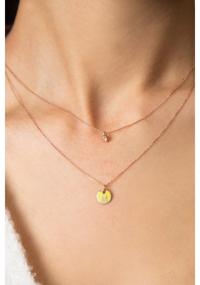Kadın Tek Taş Detaylı Asansörlü Harf Model 925 Ayar Gümüş Kolye
