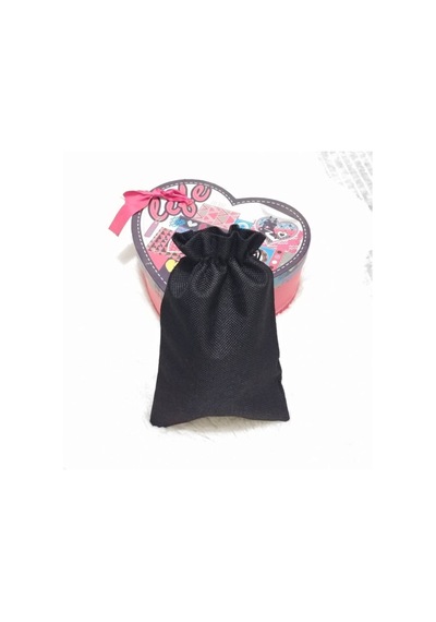 2 Adet Siyah Hasır Kese Çanta Torba Hediyelik Kese Keten 26x17,5 Cm