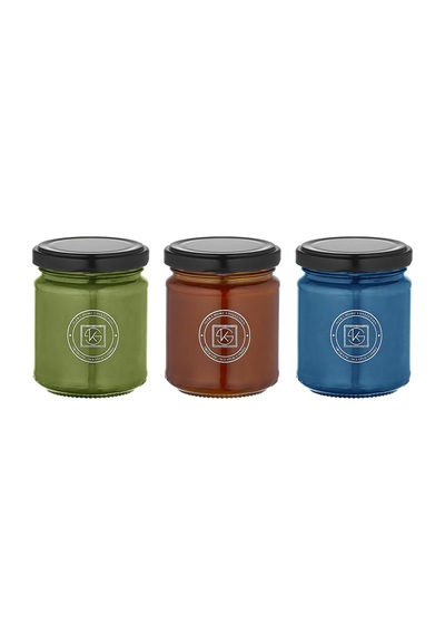 Selka Home - Rainbow 3'lü Renkli Cam Tasarım Kokulu Candle Mum Sarı