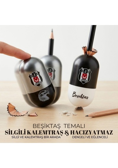 Beşiktaş Bjk 1903 Lisanslı Hacıyatmaz Kalemtıraş Silgili Dengeli Masaüstü Kalemtraş - 9071607076133
