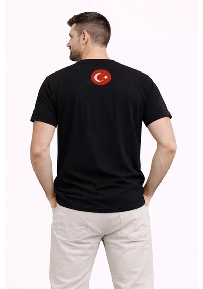 Erkek Türkiye Baskılı Tişört Ay Yıldız 2026 Dünya Kupası Taraftar Forma T-shirt - Siyah