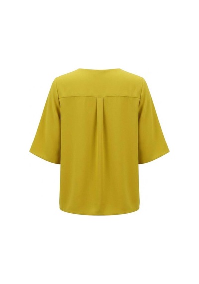 Hanezza Büyük Beden Şık V Yaka Nervur Detaylı Jessica Krep Bluz Olive - 4035099 Olive