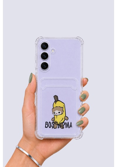 Samsung Uyumlu Galaxy S25 Fe Kartlıklı Boş Yapma Desenli Kılıf Şeffaf