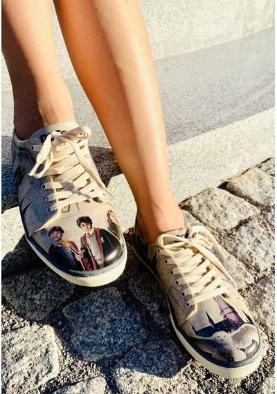 Kadın Vegan Deri Bej Sneakers - Warner Bros Gryffindor Gang Harry Potter Tasarım Çok Renkli