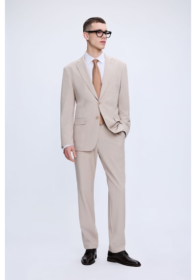 Hatemoğlu Bej Slim Fit Mono Yaka Casual Takım Elbise