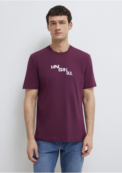 Mavi - İstanbul Baskılı Mor Tişört 0612274-70670 Mor
