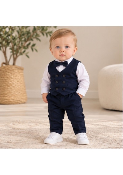 Maxx Kleın Erkek Bebek Lacivert Yelekli Takım Elbise Gömlek Papyon Pantolon 6-9-12-18-24 Ay Maxx Kleın Erkek Bebek Lacivert Yelekli Takım Elbise Gömlek Papyon Pantolon 6-9-12-18-24 Ay