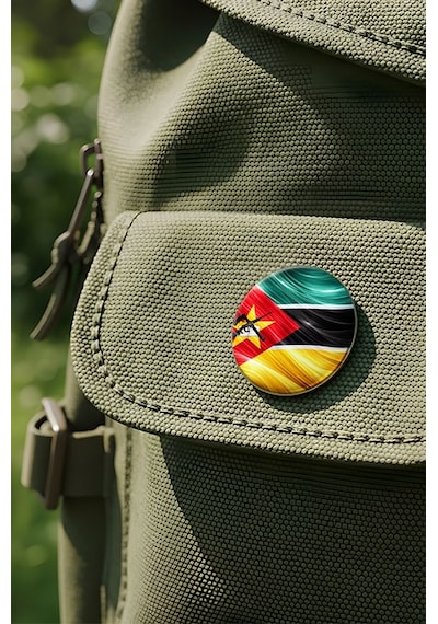 Mozambik Mozambique Abstract Ülke Bayraklı Buton Rozet - 44 MM 5 Adet Çok Renkli