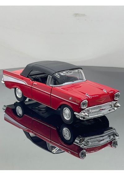 1.36 Ölçek Chevrolet Bel Air 1957 Klasik Metal Oyuncak Araba - Kırmızı